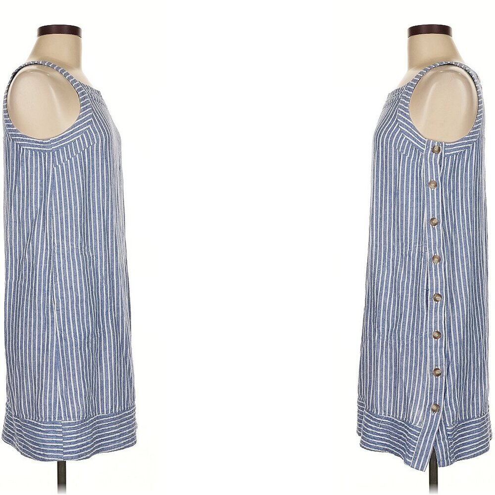 FOR CYNTHIA linen blend sleeveless shift dress in stripe (L) - Picture 2 of 15